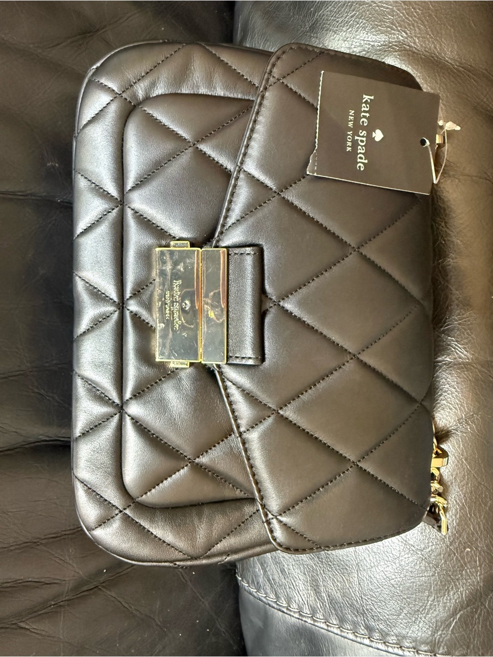 Kate Spade Carey Black Quilted Leather Crossbody with Gold Hardware NWT